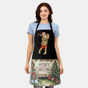 Golf Merry Christmas with Santa Golfing Apron