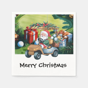 Golf Merry Christmas with Santa Golfing Napkin