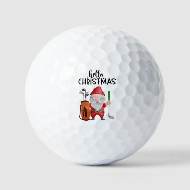 Golf Merry Christmas with Santa playing golf  Golf Balls (Front)