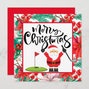 Golf Merry Christmas with Santa playing golfer  