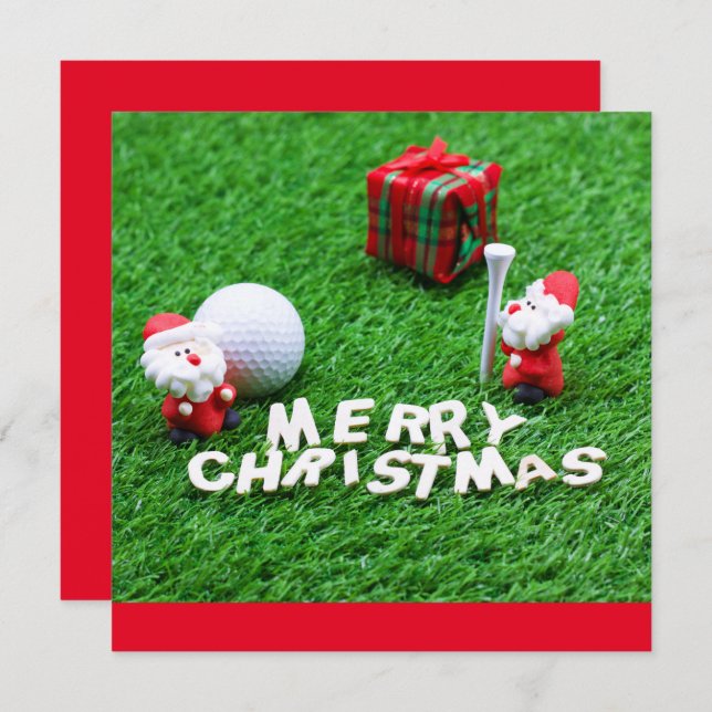 Golf Merry Christmas with Santa playing golfer   (Front/Back)