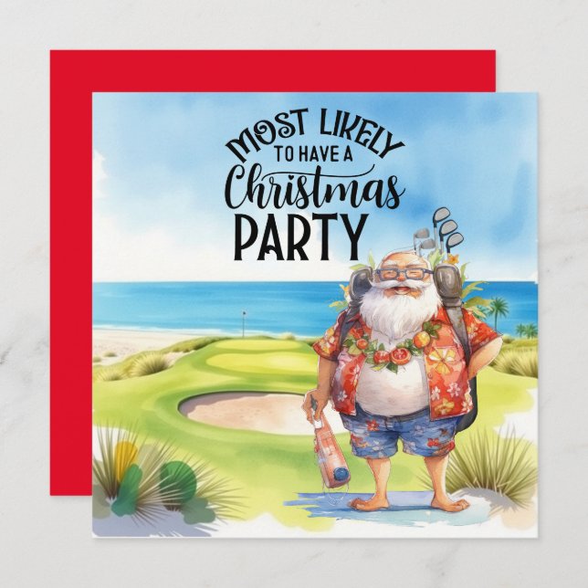 Golf Merry Christmas with Santa playing golfer   (Front/Back)