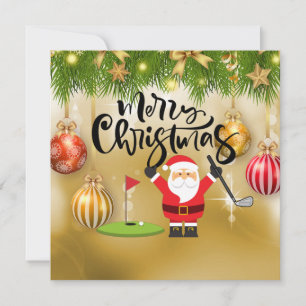 Golf Merry Christmas with Santa playing golfer