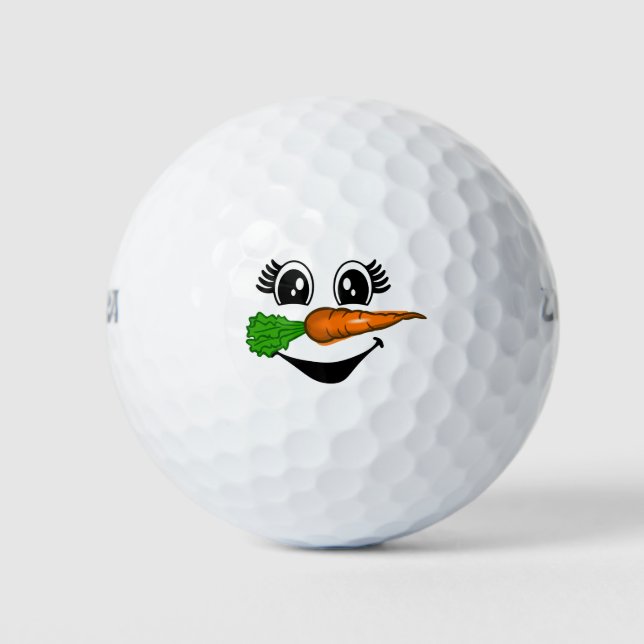 Golf Merry Christmas with Snowman Funny  Golf Balls (Front)