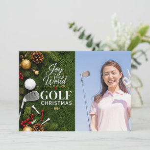 Golf Merry Christmas with your own photo Holiday Card