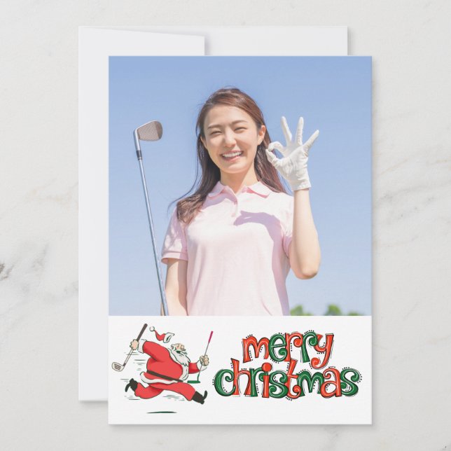 Golf Merry Christmas with your own photo Holiday Card (Front)