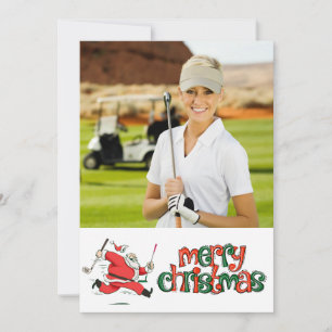 Golf Merry Christmas with your own photo Holiday Card