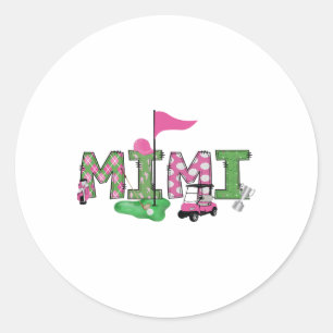 Golf Mimi Pink Hole In One Golf 1st Birthday Girl  Classic Round Sticker