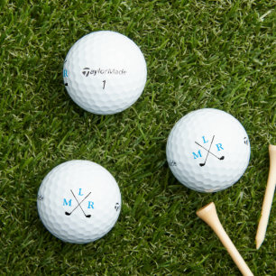 Golf Modern Monogram Typography Initials blue Golf Balls