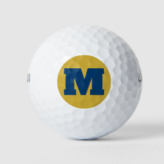 Golf Monogram Custom Initial Blue & Gold Golf Balls