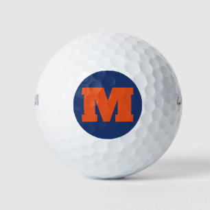 Golf Monogram Custom Initial Orange & Blue Balls