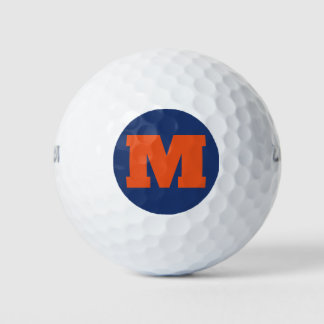 Golf Monogram Custom Initial Orange & Blue Golf Balls