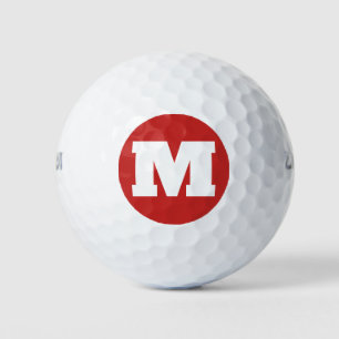 Golf Monogram Custom Initial Red & White Balls