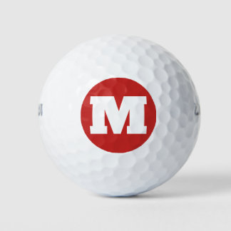 Golf Monogram Custom Initial Red & White Balls