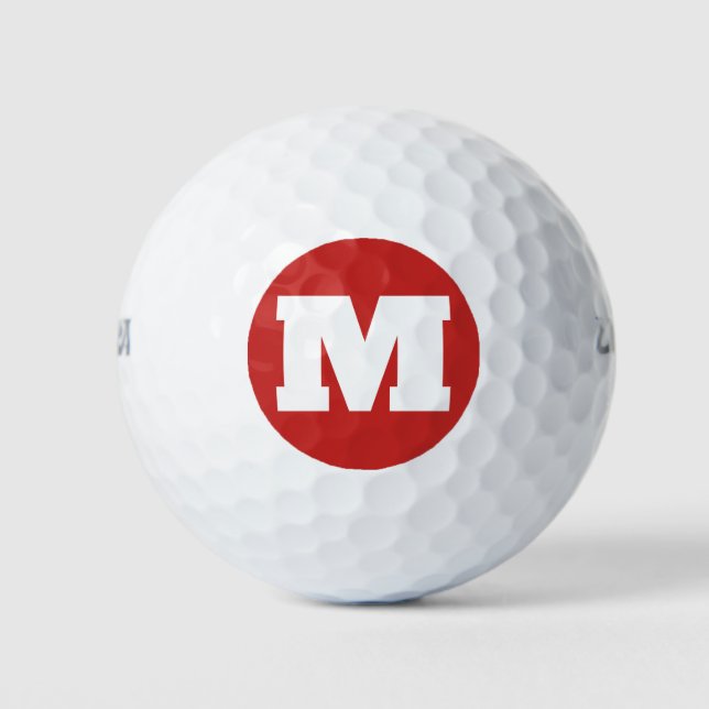 Golf Monogram Custom Initial Red & White Balls (Front)
