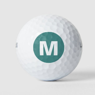 Golf Monogram Custom Initial Teal & White Balls