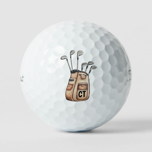 Golf monogram Customised intial fun Golf bag Balls (Front)