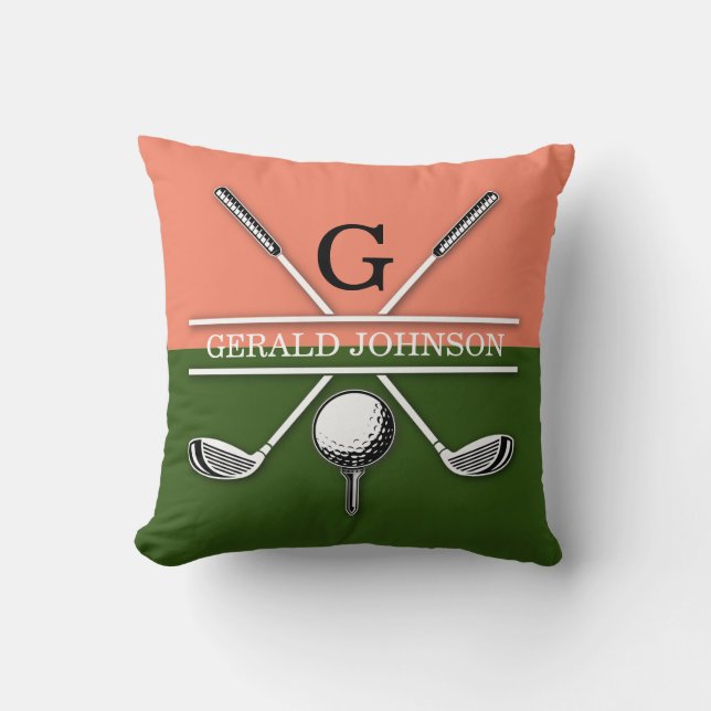 Golf Monogram Design Throw Pillow (Front)