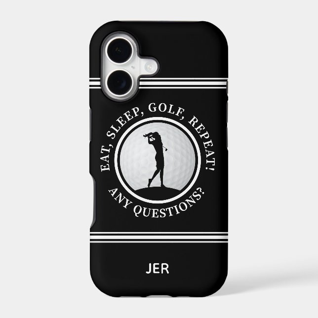 Golf Monogram Golfer Modern Sports Pro Cute Black  (Back)