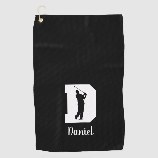 Golf Monogram Letter D Personalised Towel (Front)