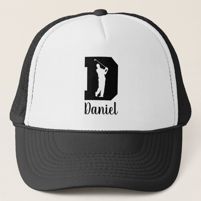 Golf Monogram Letter D Personalised Trucker Hat (Front)