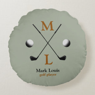 golf monogram logo round cushion