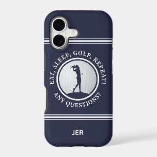 Golf Monogram Navy Blue Sports Quote 