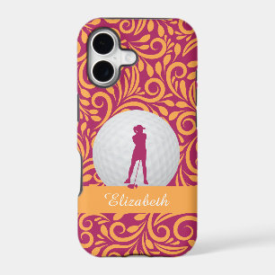 Golf Monogram Pink Orange Pattern For Her