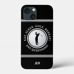 Golf Monogram Pro Golfer Modern Sports Black White iPhone 13 Mini Case