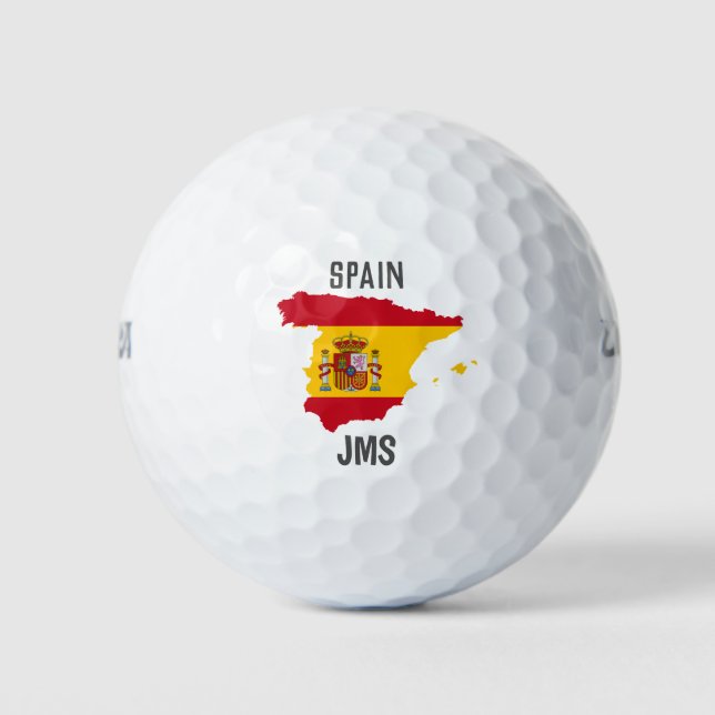 Golf Monogram Spain Flag Map Golf Balls (Front)