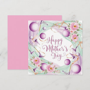 Golf Mother's Day with ball and flowers for Mum Holiday Card