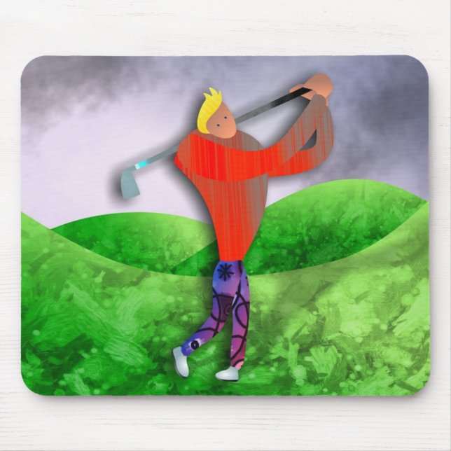 Golf Mousepad with Golfer Swinging (Front)