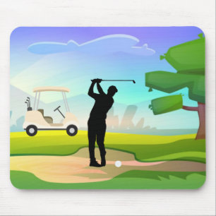 Golf Mousepad with Golfer Swinging