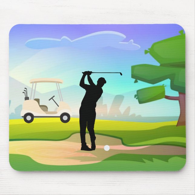 Golf Mousepad with Golfer Swinging (Front)