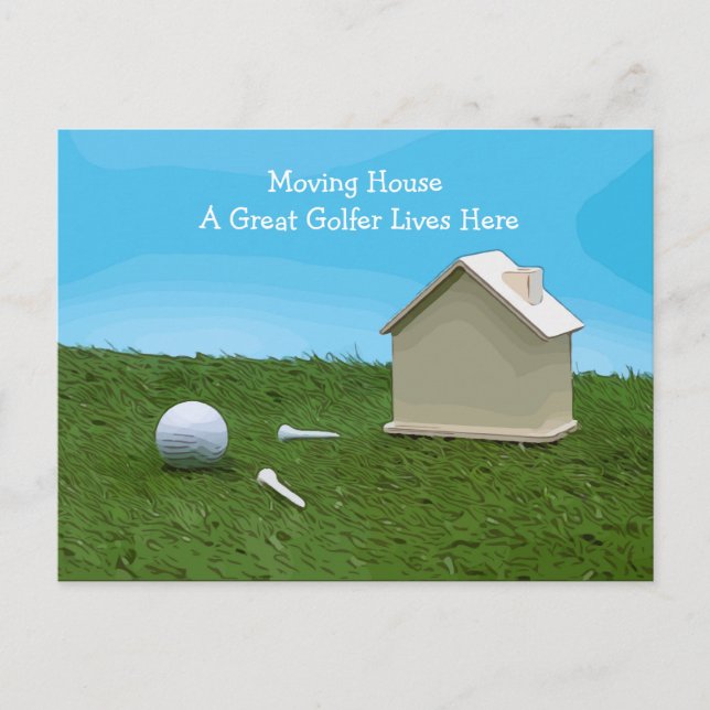 Golf moving house with A Great Golfer Lives Here Postcard (Front)