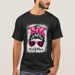 Golf Mum Leopard Messy Bun Sport Mother's Day T-Shirt
