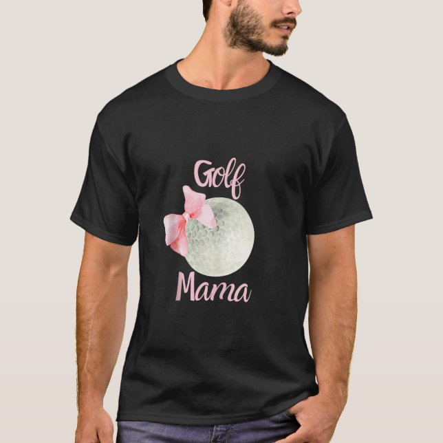 Golf Mum Mama Pink Bow Coquette Preppy Aesthetic G T-Shirt (Front)