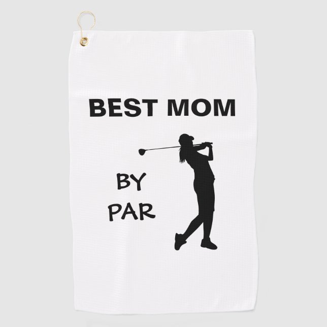 Golf Mummy Golfer Pun Mother's Day Best Mum By Par Golf Towel (Front)