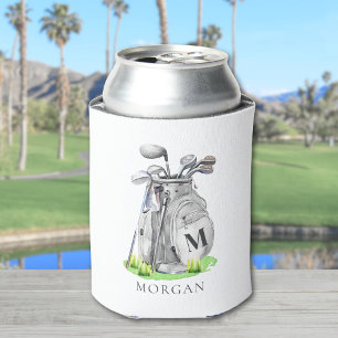 Golf Name Black Monogram Can Cooler