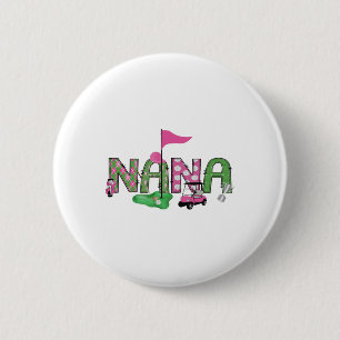 Golf Nana Pink Hole In One Golf 1st Birthday Girl 6 Cm Round Badge