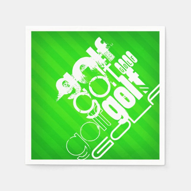 Golf; Neon Green Stripes. Napkin (Front)