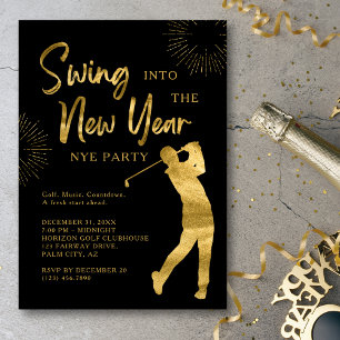 Golf New Years Eve Party Golf Theme Black and Gold