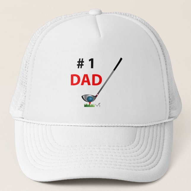 GOLF Number One Dad, Cool Golf Trucker Hat (Front)