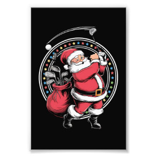 Golf Oh Christmas Santa Claus Vintage Golfer Golfi Photo Print