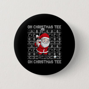 Golf Oh Christmas Tee Santa Claus Golfer Golfing S 6 Cm Round Badge