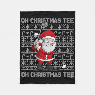 Golf Oh Christmas Tee Santa Claus Golfer Golfing S Fleece Blanket