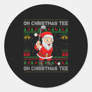 Golf Oh Christmas Tee Santa Playing Golf Golfer Ug Classic Round Sticker