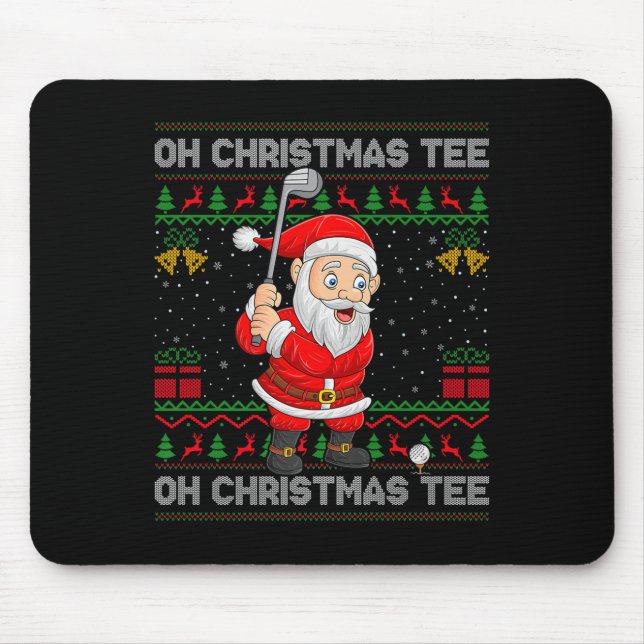 Golf Oh Christmas Tee Santa Playing Golf Golfer Ug Mouse Pad (Front)