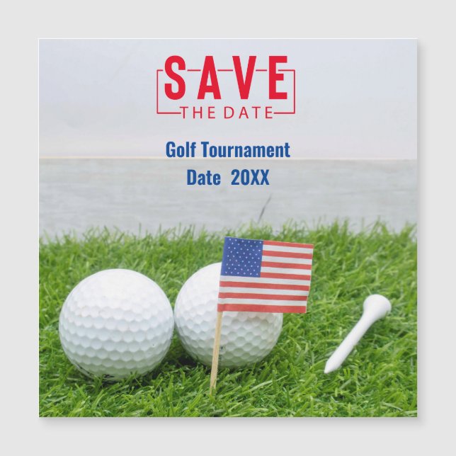 Golf Outing Save the Date with Flag of America (Front)