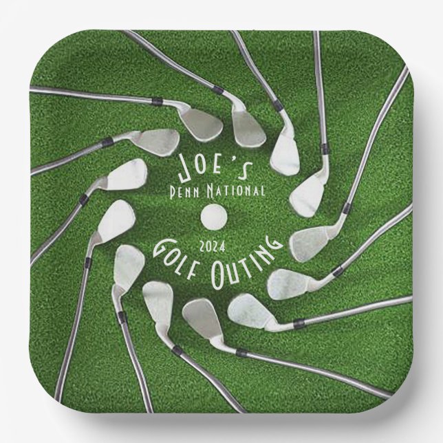 Golf Outing Square Paper Plate (Front)